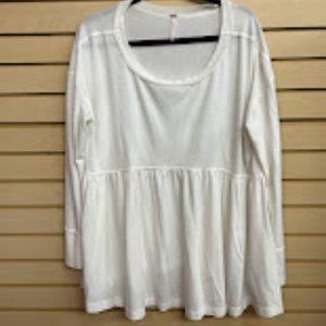 White Soft Free People Long Sleeve Blouse